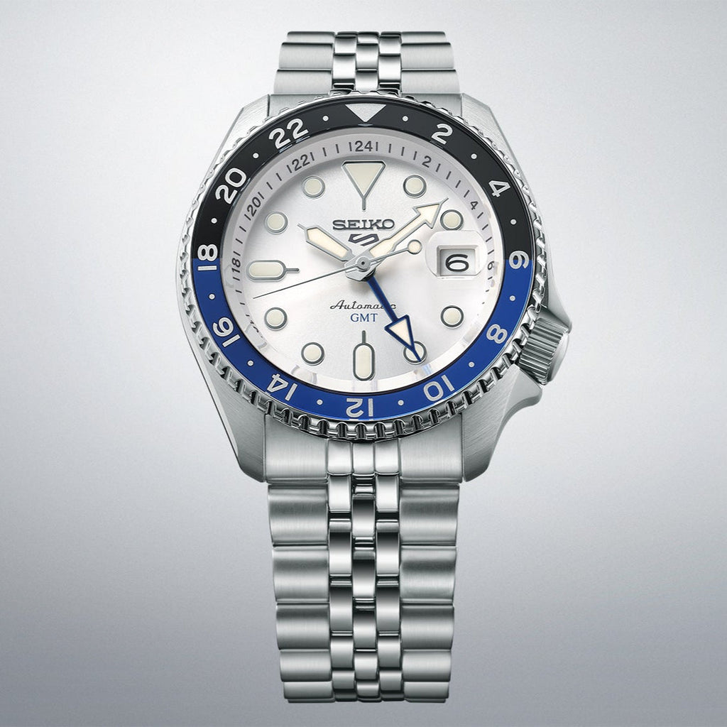 Seiko 5 Sports SKX GMT Automatic Sky Blue Dial Silver Steel Strap Watch For Men - SSK033K1 wholesalehk.shop