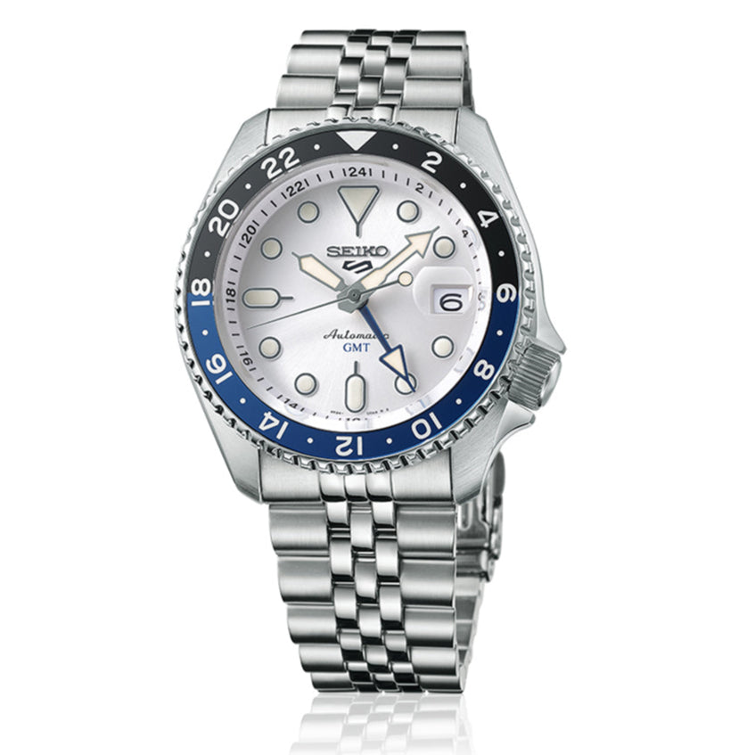 Seiko 5 Sports SKX GMT Automatic Sky Blue Dial Silver Steel Strap Watch For Men - SSK033K1 wholesalehk.shop