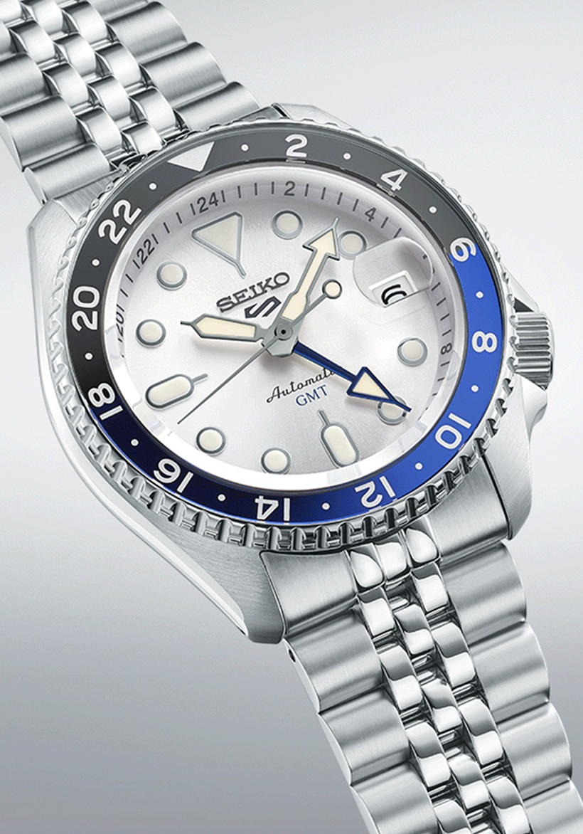 Seiko 5 Sports SKX GMT Automatic Sky Blue Dial Silver Steel Strap Watch For Men - SSK033K1 wholesalehk.shop