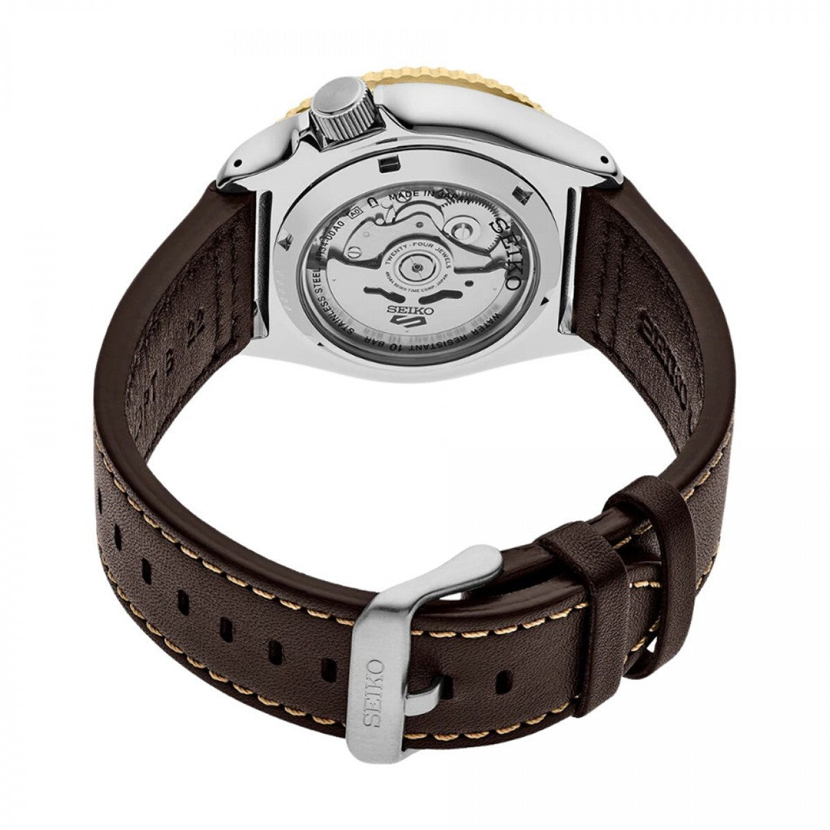 Seiko 5 Sports SKX GMT Automatic Mocha Black Dial Brown Leather Strap Watch For Men - SSK036K1 wholesalehk.shop