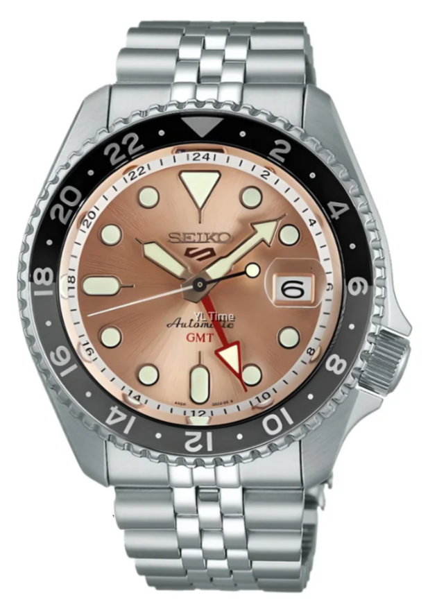 Seiko 5 Sports GMT Thong Sia Limited Edition Brown Dial Silver Steel Strap Watch for Men - SSK043K1 wholesalehk.shop