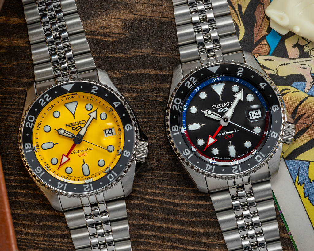 Seiko 5 Sport SKX GMT US Special Creation Automatic Yellow Dial Silver Steel Strap Watch for Men - SSK017K1 wholesalehk.shop