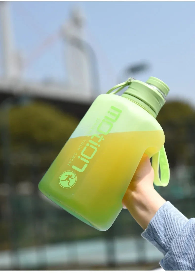 2 Liter Sports Water Bottle With Straw Large Capacity Fitness With Scale Gradient Kettle Outdoor Plastic Portable Water Bottle