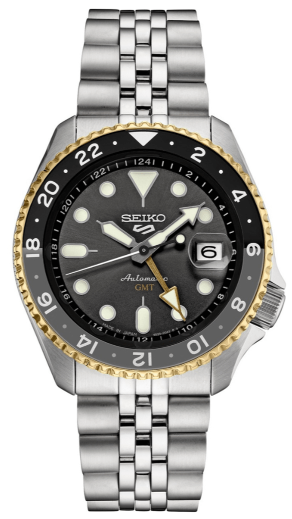 Seiko 5 Sports GMT US Special Edition Automatic Grey Dial Silver Steel Strap Watch For Men - SSK021K1 wholesalehk.shop