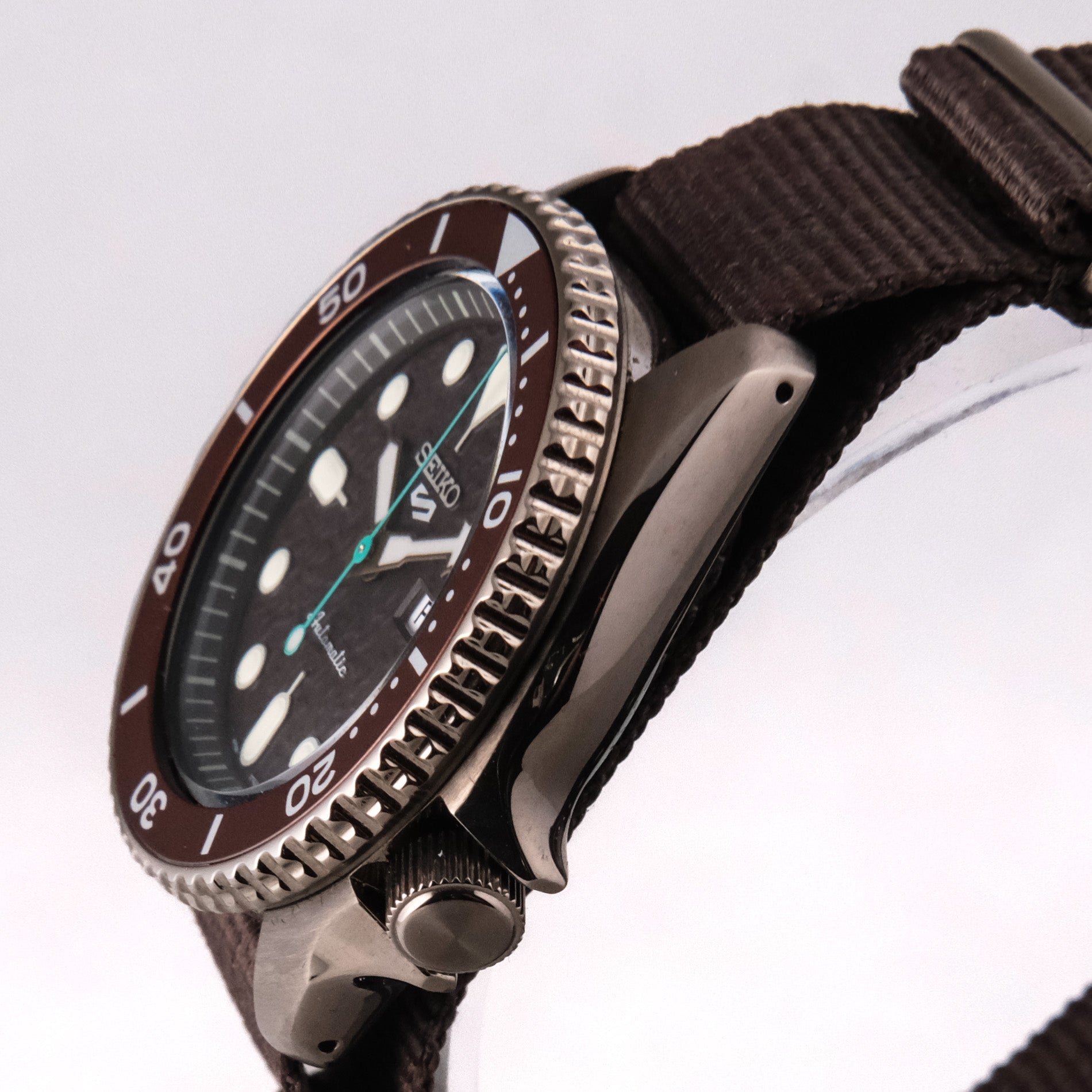 Seiko 5 Sport Automatic Brown Dial Brown Nylon Strap Watch For Men - SRPD85K1 wholesalehk.shop