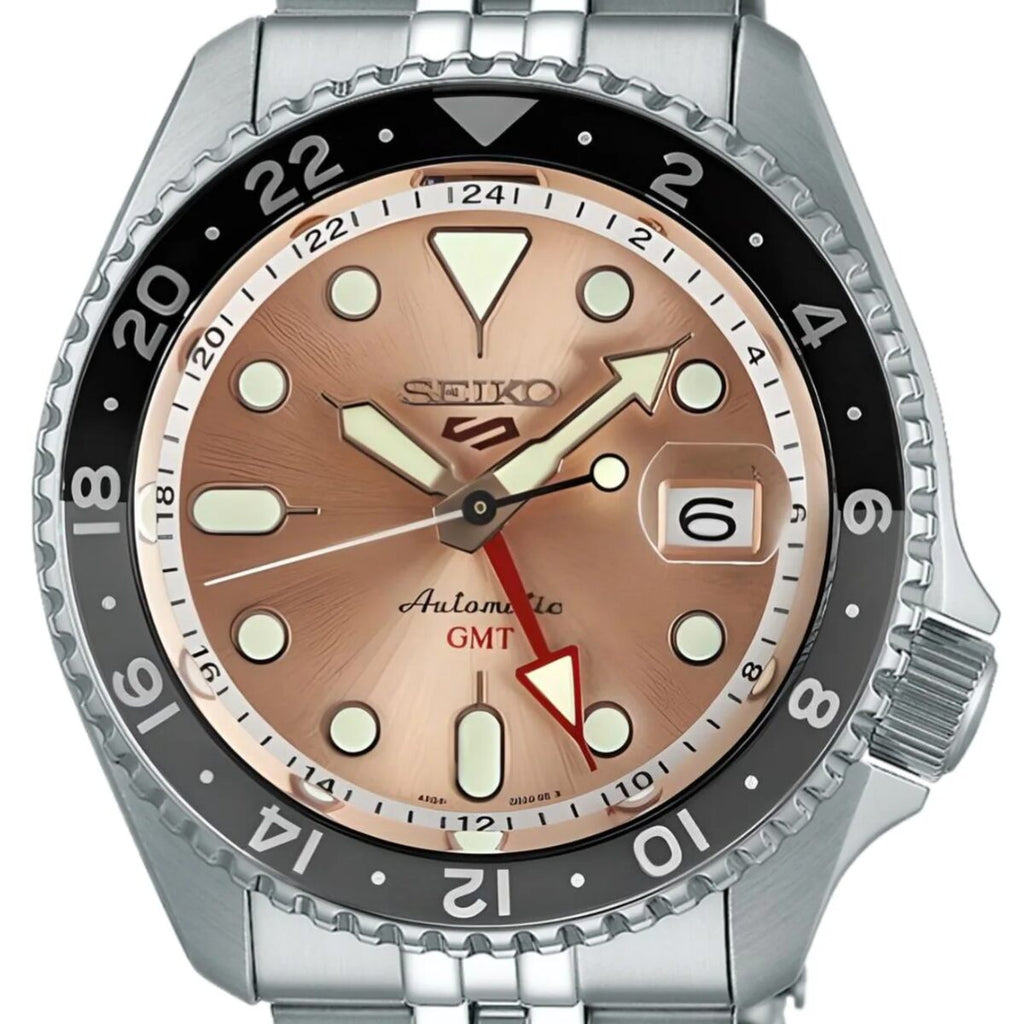 Seiko 5 Sports GMT Thong Sia Limited Edition Brown Dial Silver Steel Strap Watch for Men - SSK043K1 wholesalehk.shop