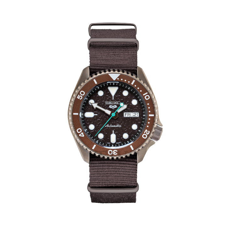Seiko 5 Sport Automatic Brown Dial Brown Nylon Strap Watch For Men - SRPD85K1 wholesalehk.shop