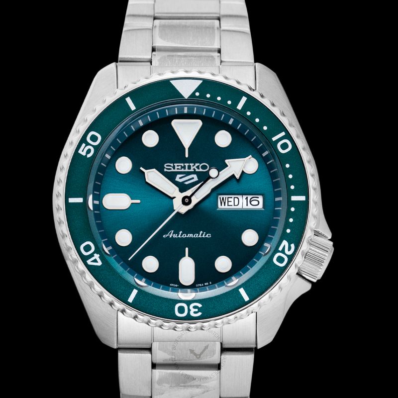 Seiko 5 Sports Automatic Green Dial Silver Steel Strap Watch For Men - SRPD61K1 wholesalehk.shop