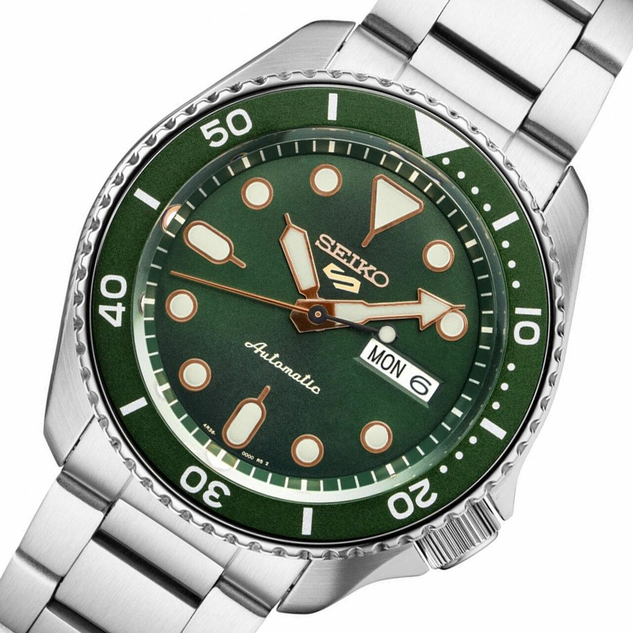 Seiko 5 Sports Automatic Analog Green Dial Silver Steel Strap Watch For Men - SRPD63K1 wholesalehk.shop