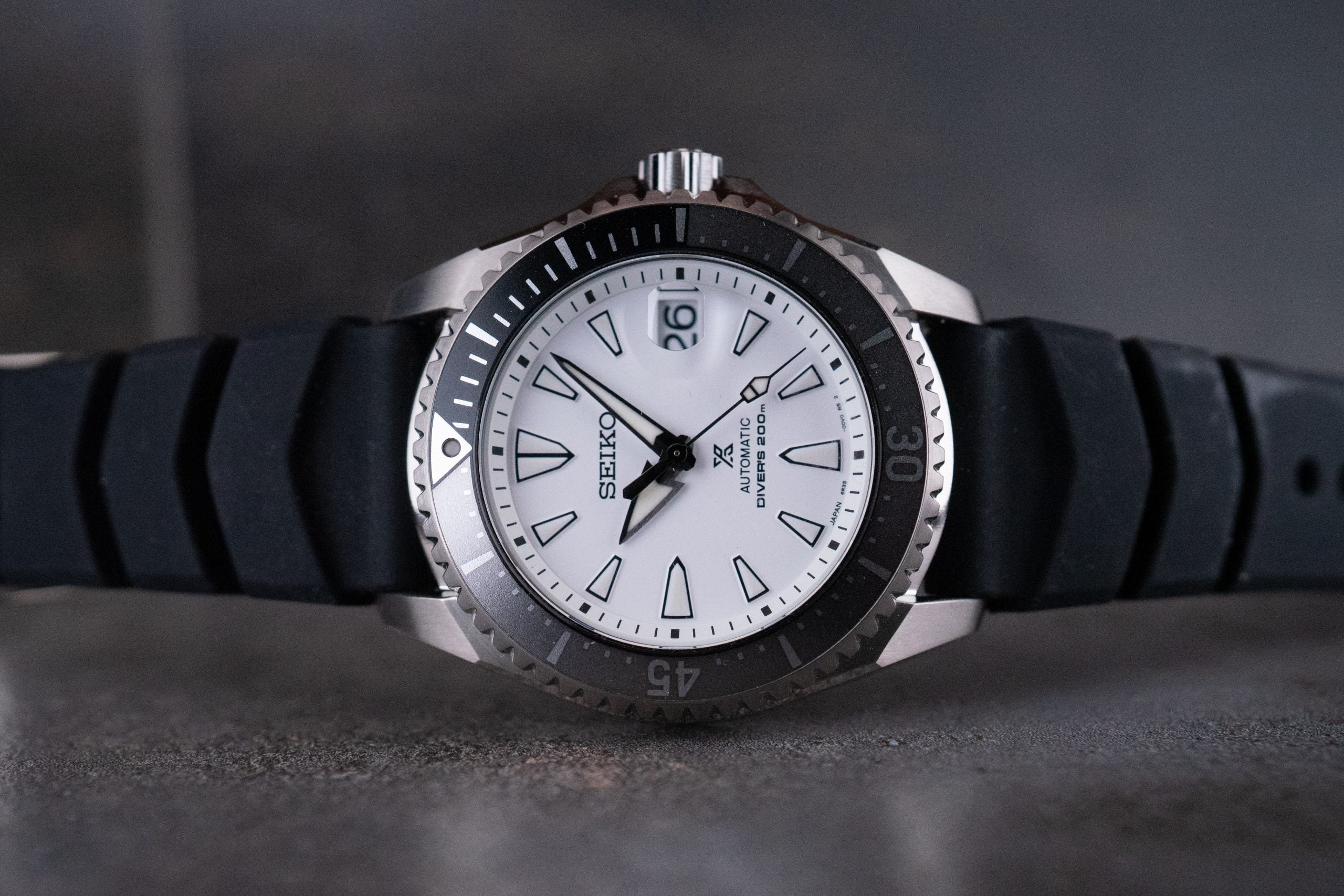 Seiko Shogun Prospex Titanium Divers Automatic White Dial Black Rubber Strap Watch For Men - SPB191J1 wholesalehk.shop
