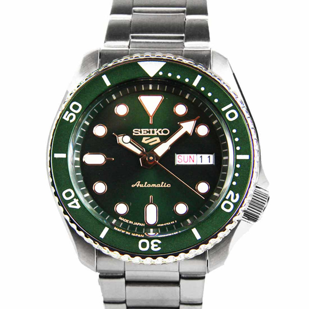 Seiko 5 Sports Automatic Analog Green Dial Silver Steel Strap Watch For Men - SRPD63K1 wholesalehk.shop