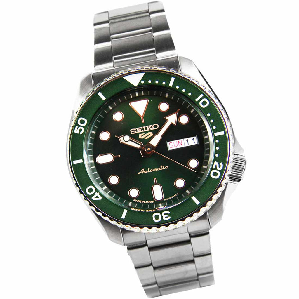 Seiko 5 Sports Automatic Analog Green Dial Silver Steel Strap Watch For Men - SRPD63K1 wholesalehk.shop
