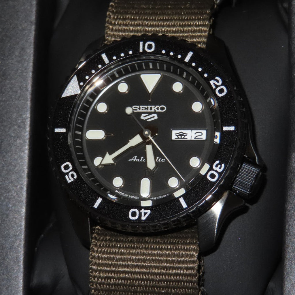 Seiko 5 Sport Automatic Black Dial Green Nylon Strap Watch For Men - SRPD65K4 wholesalehk.shop