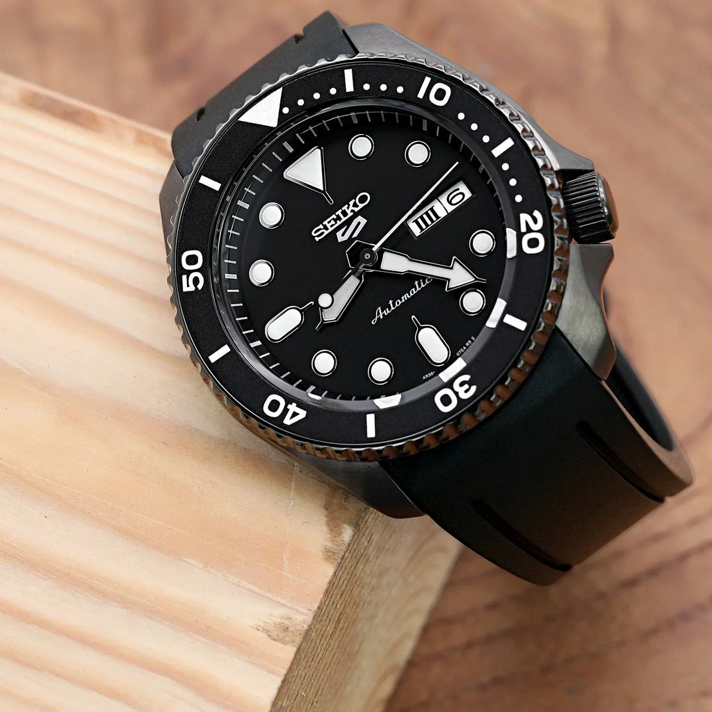 Seiko 5 Sport Automatic Black Dial Black Silicone Strap Watch For Men - SRPD65K3 wholesalehk.shop