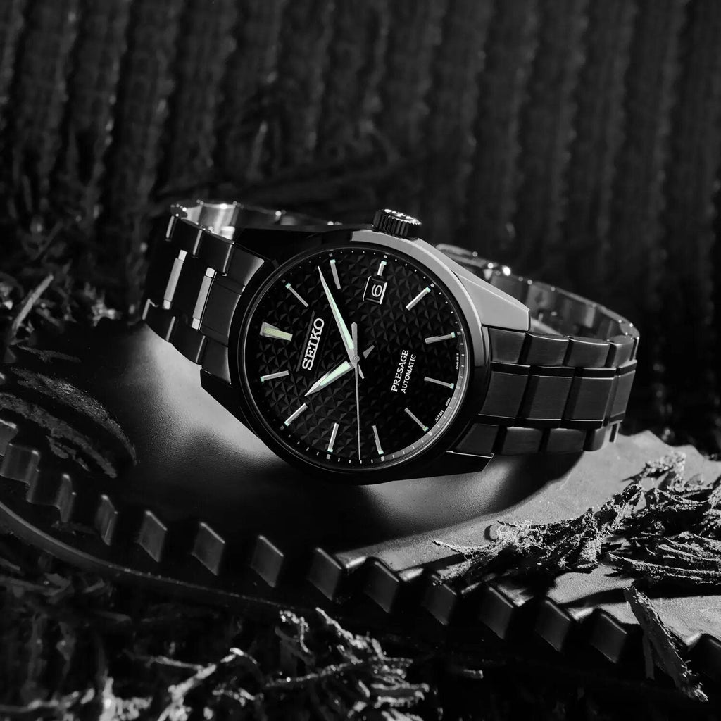 Seiko Presage Sharp Edged Series Black Dial Black Steel Strap Watch For Men - SPB229J1 wholesalehk.shop