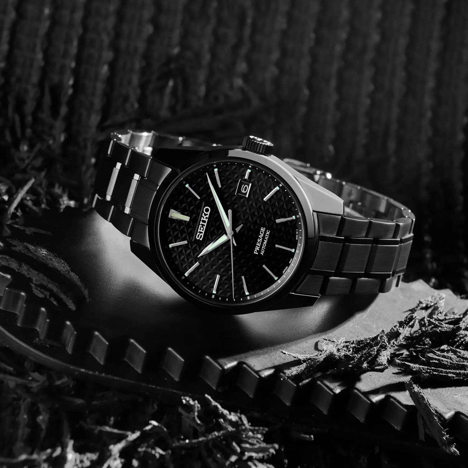 Seiko Presage Sharp Edged Series Black Dial Black Steel Strap Watch For Men - SPB229J1 wholesalehk.shop