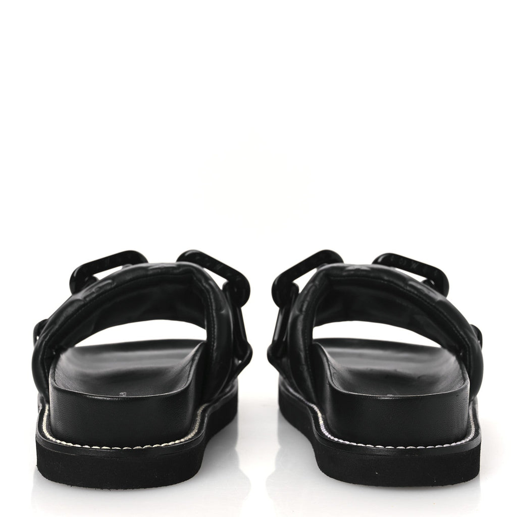 Calfskin Embossed Monogram Sunset Flat Comfort Mule 38.5 Black £¨ Direct shipment via from wholesalehk.shop