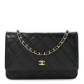 Caviar Quilted Wallet On Chain WOC Black wholesalehk.shop