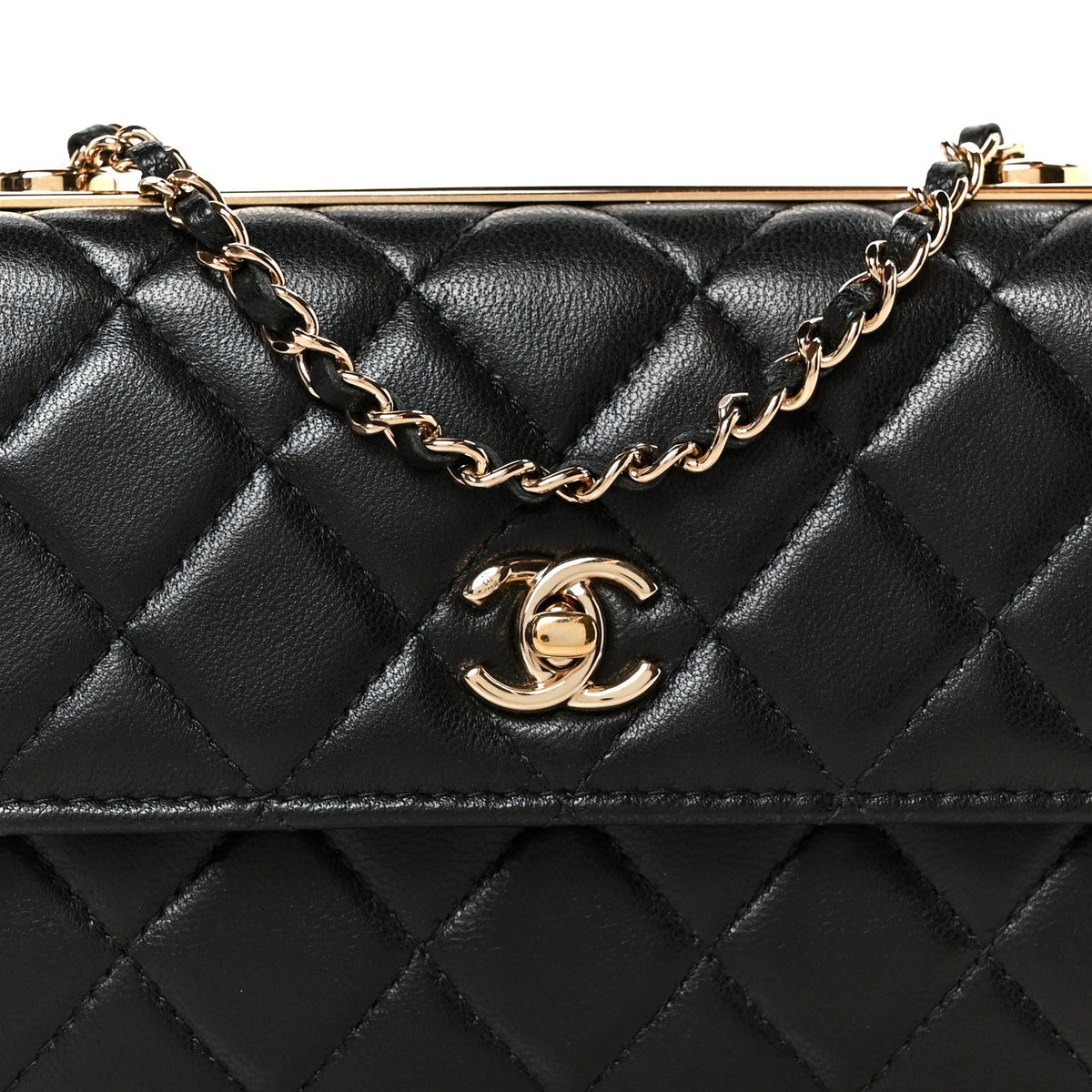 Lambskin Quilted Trendy CC Chain Clutch WOC Black wholesalehk.shop