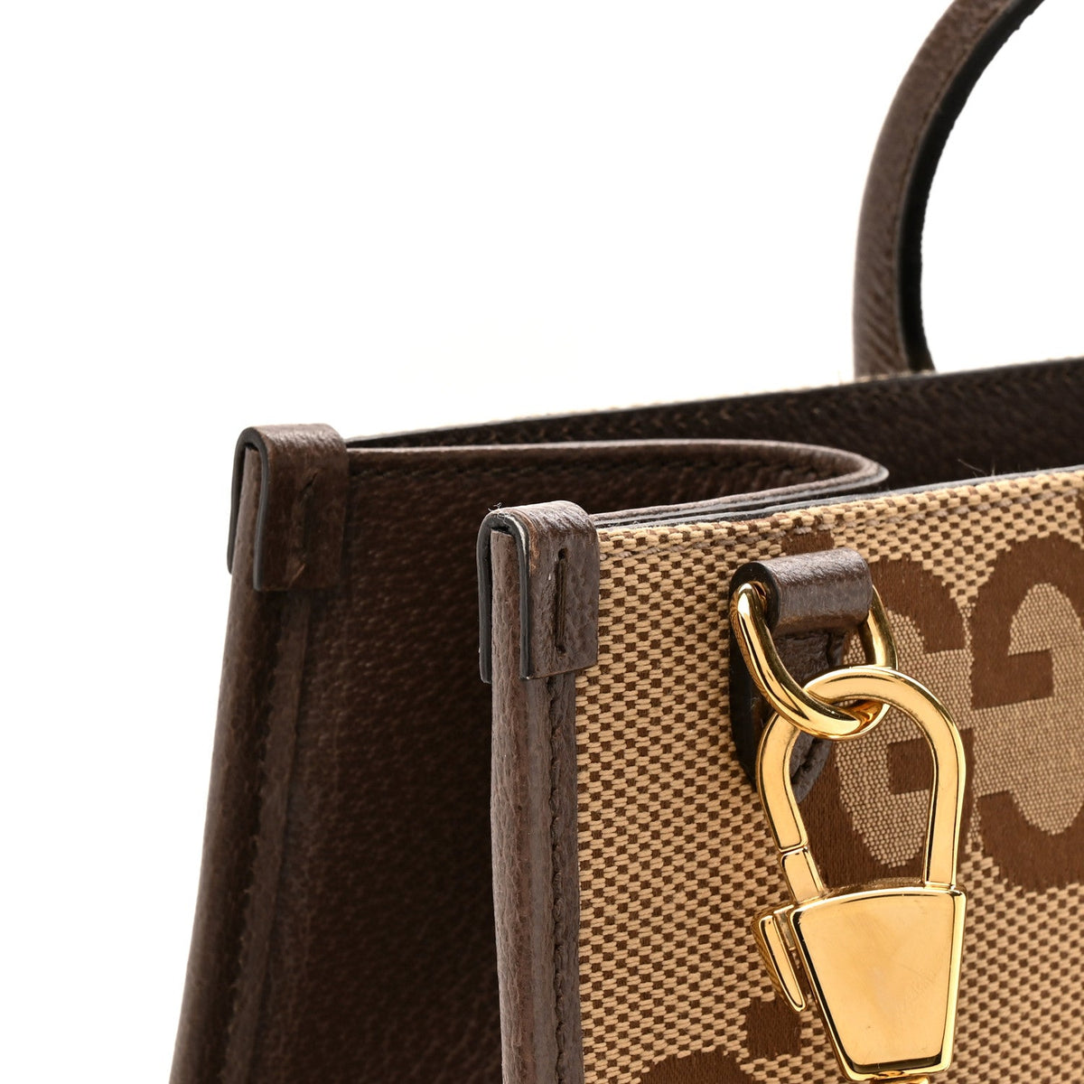 Monogram Jumbo GG Textured Dollar Calfskin Web Tote Bag Camel Ebony New Acero wholesalehk.shop