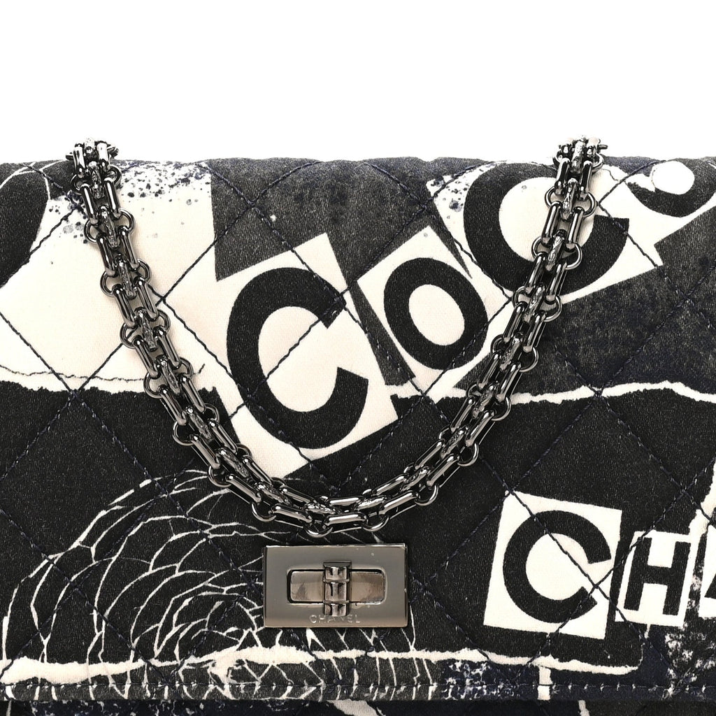 Canvas Printed Quilted 2.55 Reissue Wallet On Chain WOC White Black Navy Blue wholesalehk.shop