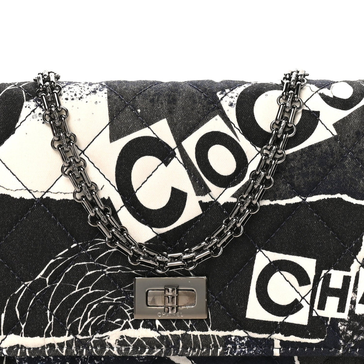 Canvas Printed Quilted 2.55 Reissue Wallet On Chain WOC White Black Navy Blue wholesalehk.shop