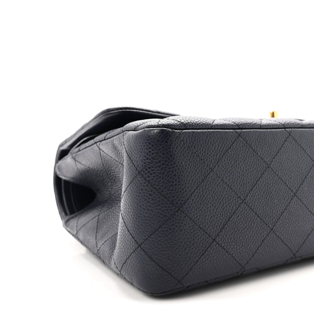 Caviar Quilted Jumbo Double Flap Navy Blue wholesalehk.shop