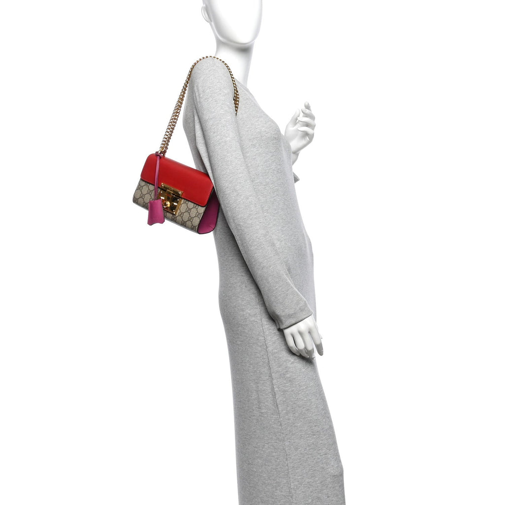 GG Supreme Monogram Calfskin Small Padlock Shoulder Bag Beige Hibiscus Red New Rosette £¨ Direct shipment via from wholesalehk.shop