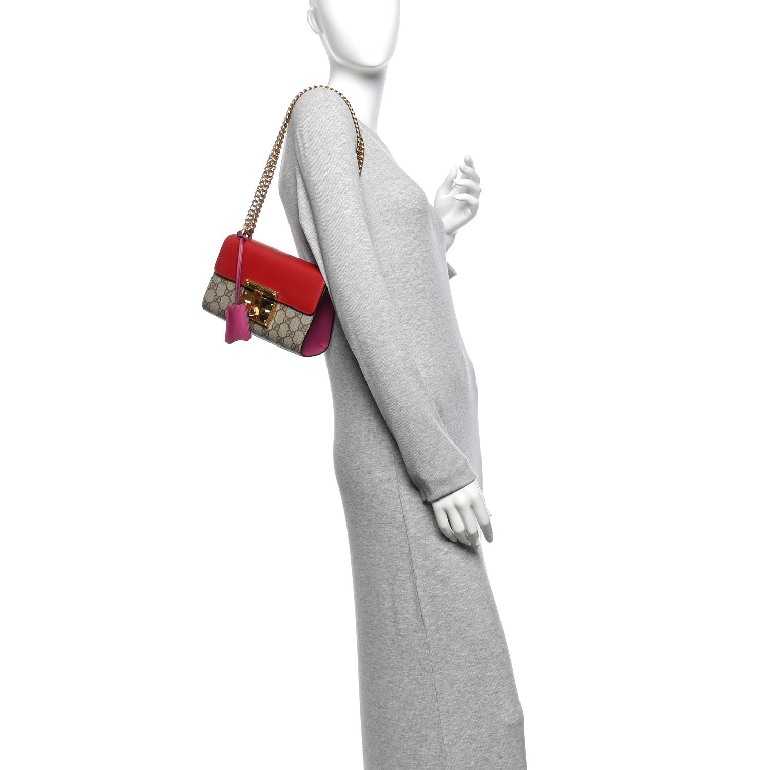 GG Supreme Monogram Calfskin Small Padlock Shoulder Bag Beige Hibiscus Red New Rosette £¨ Direct shipment via from wholesalehk.shop