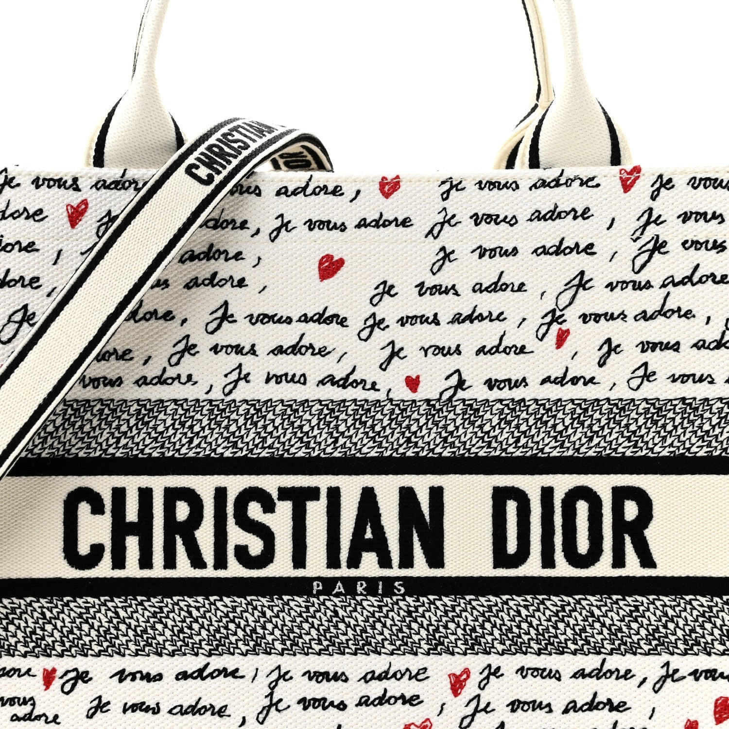 Calfskin Canvas Embroidered Medium Dioramour Je Vous Adore Book Tote With Strap White Black Red £¨ Direct shipment via from wholesalehk.shop