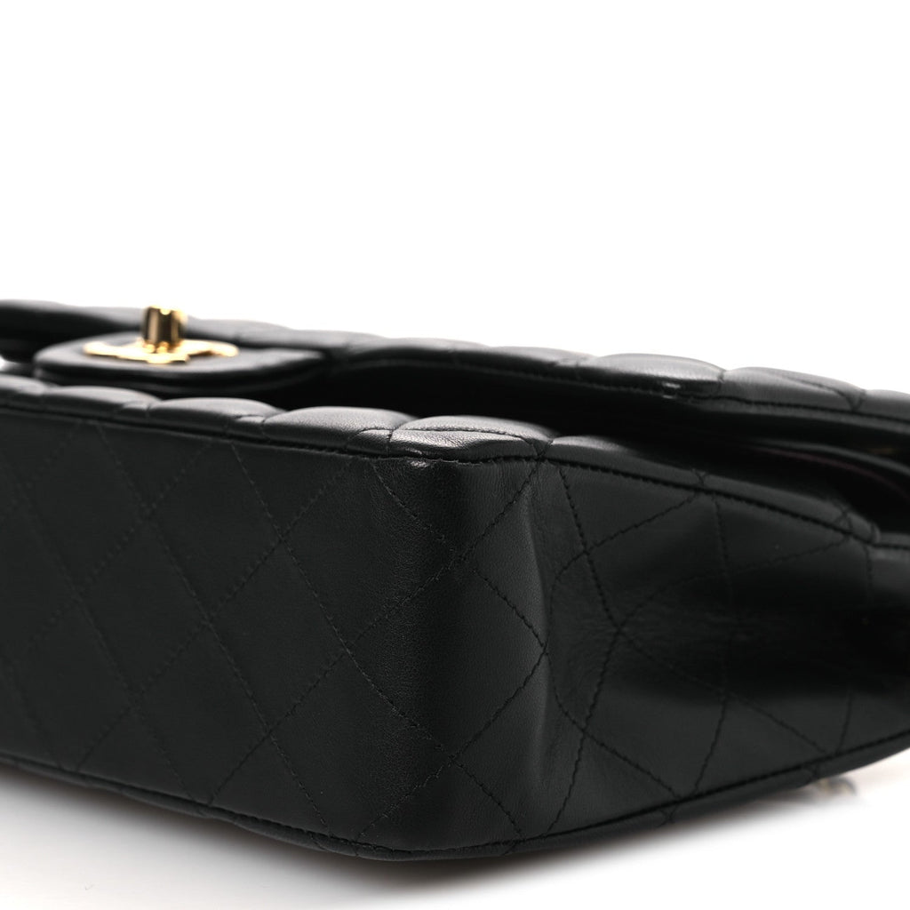 Lambskin Quilted Medium Double Flap Black wholesalehk.shop