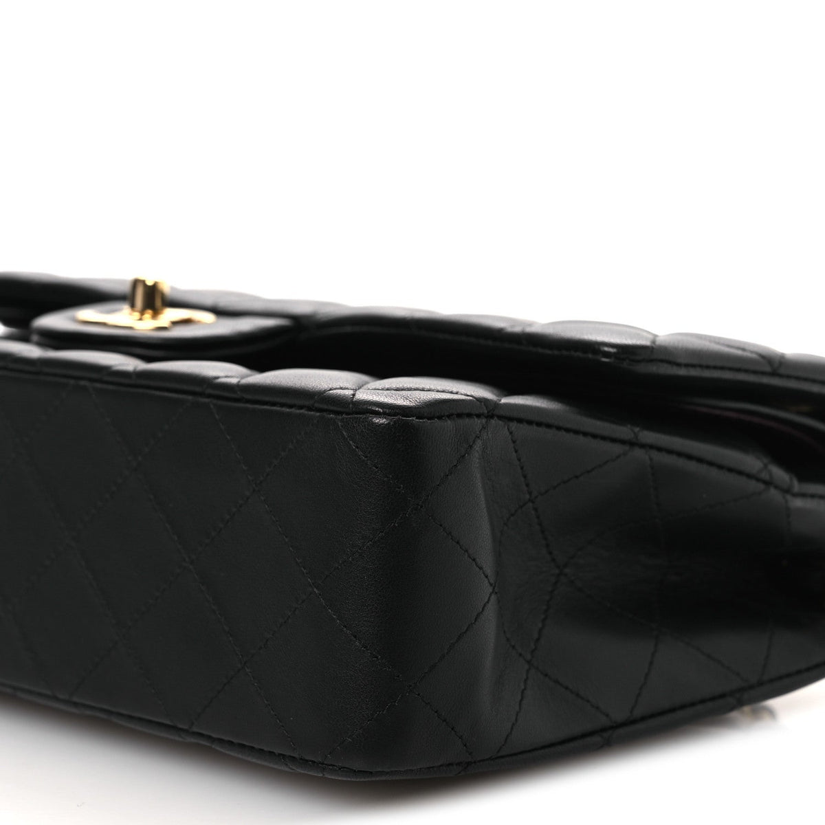 Lambskin Quilted Medium Double Flap Black wholesalehk.shop
