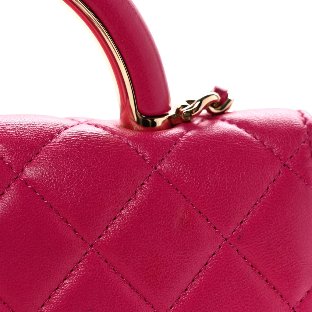 Lambskin Quilted Top Handle Wallet On Chain WOC Pink wholesalehk.shop