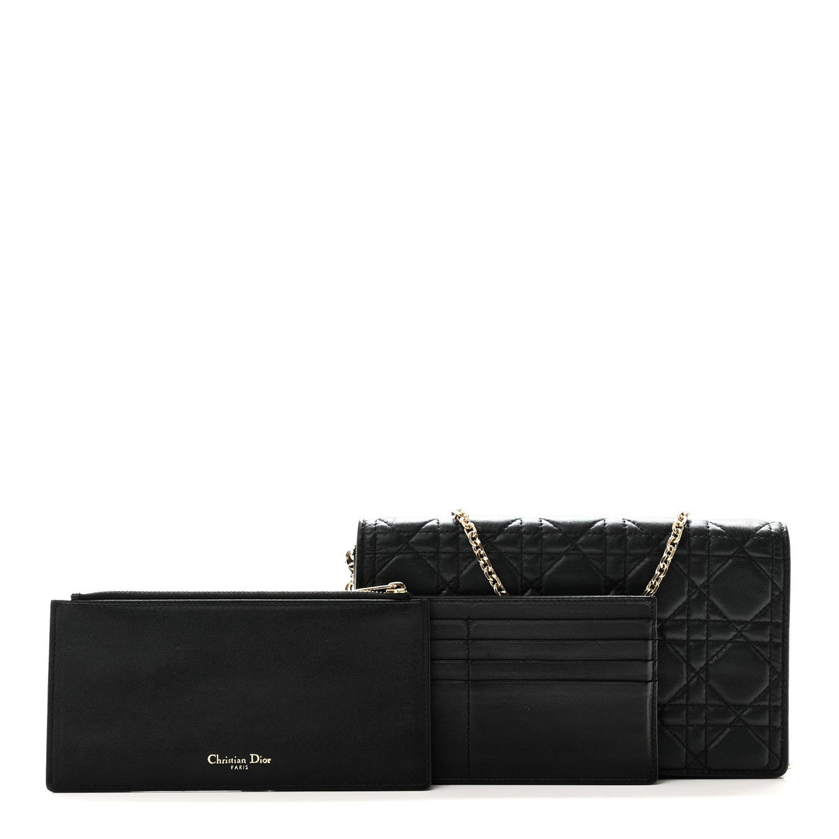 Lambskin Cannage Lady Dior Pouch Black wholesalehk.shop