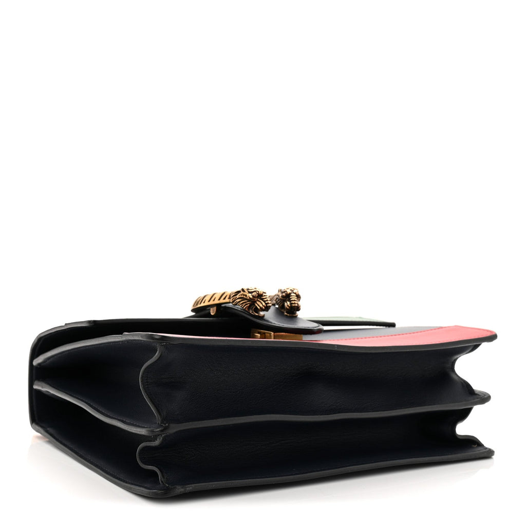 Moon Calfskin Web Medium Dionysus Bamboo Top Handle Bag Black Bright Evergreen Hibiscus Red wholesalehk.shop