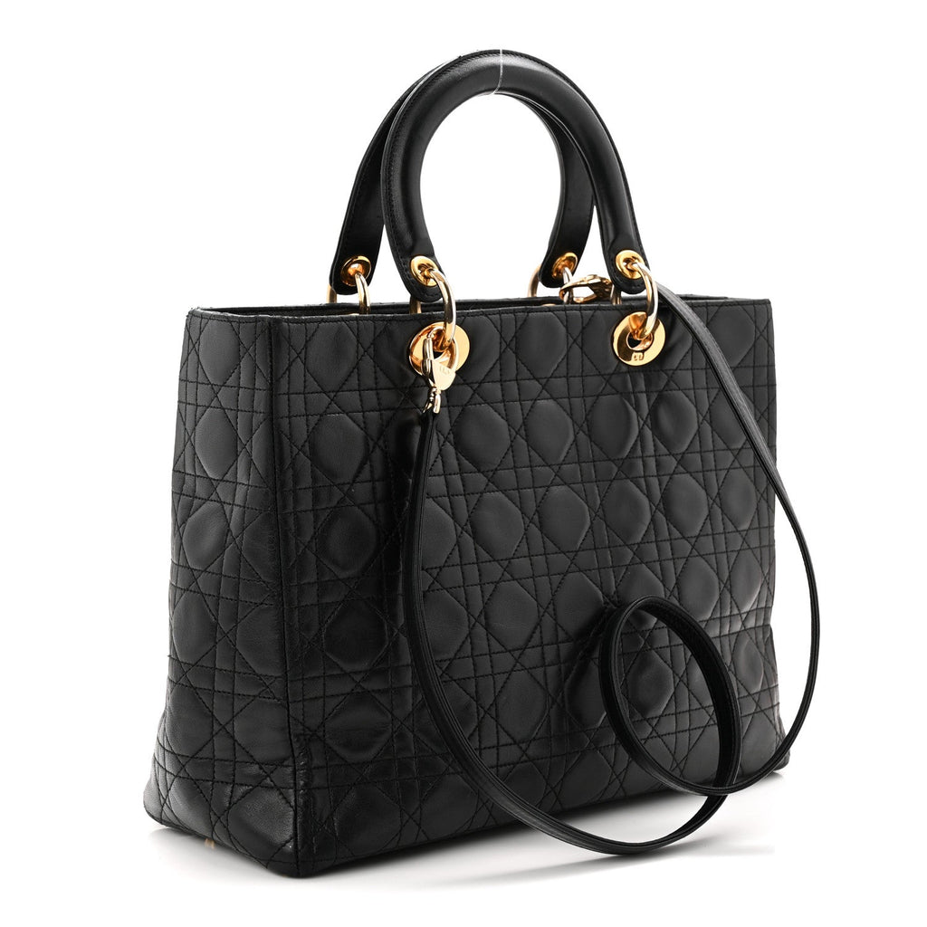 Lambskin Cannage Large Lady Dior Black wholesalehk.shop