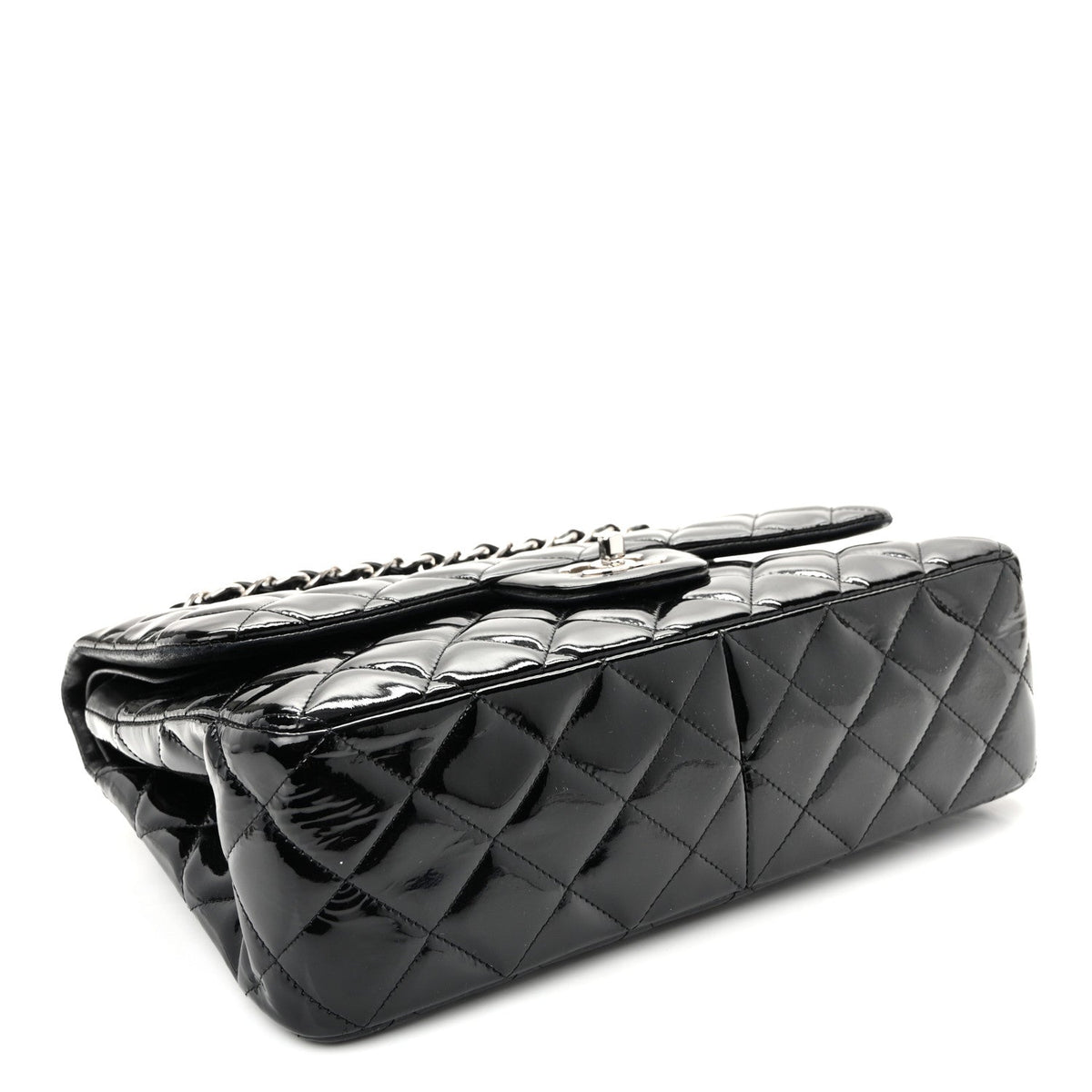 Patent Quilted Jumbo Double Flap Black wholesalehk.shop