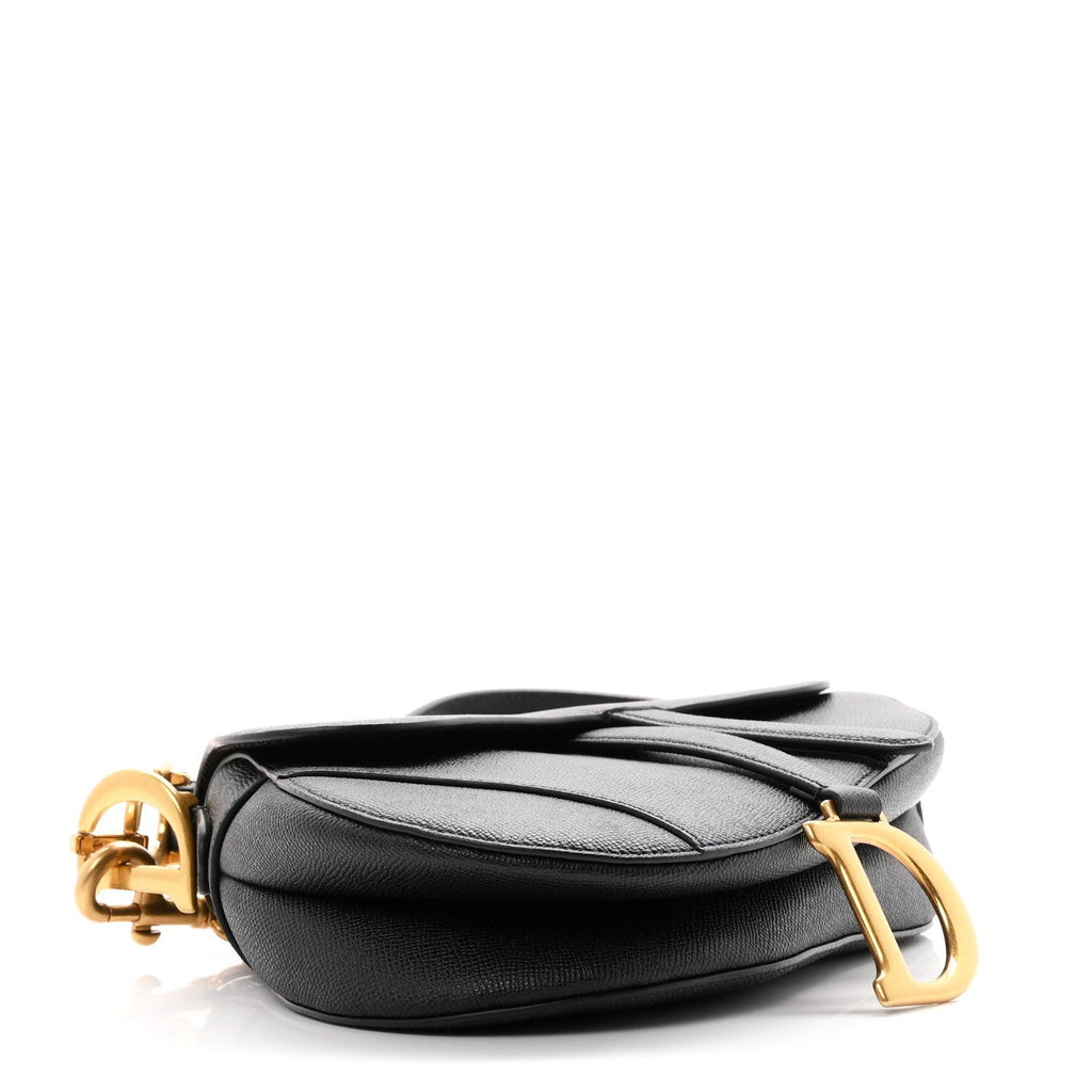 Grained Calfskin Saddle Bag With Strap Black wholesalehk.shop
