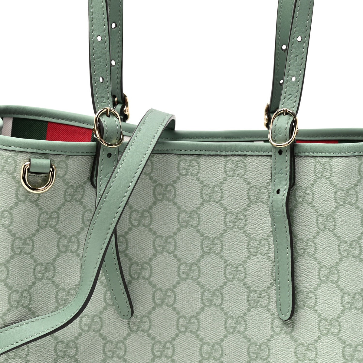 GG Supreme Monogram Emblem Medium Tote Bag Sage Green wholesalehk.shop