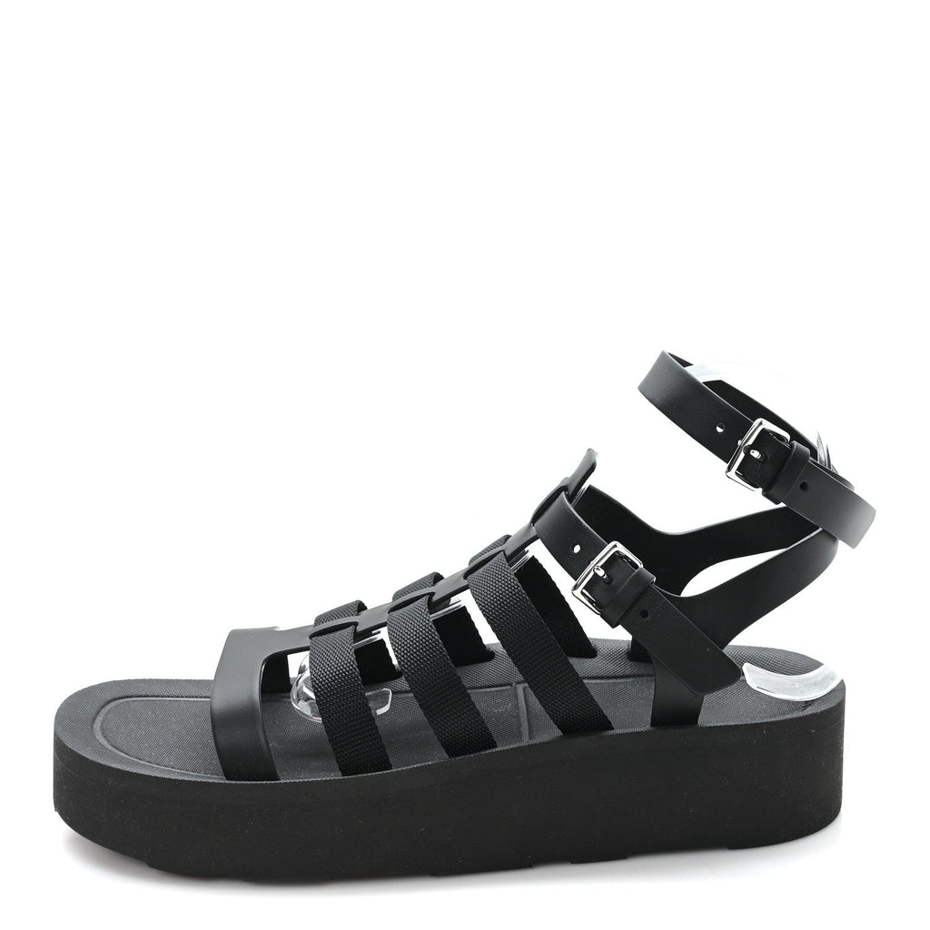 Calfskin Nylon Jupiter Sandals 40 Black wholesalehk.shop