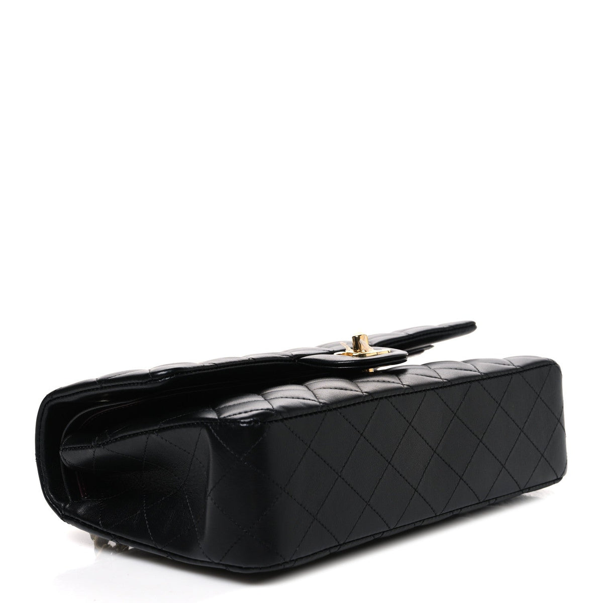 Lambskin Quilted Medium Double Flap Black wholesalehk.shop