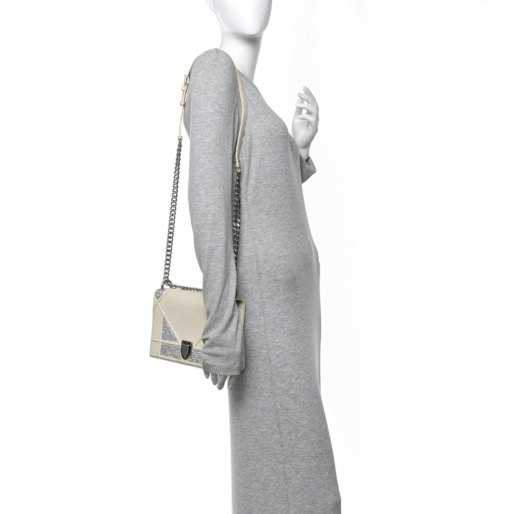 Lambskin Sequin Medium Diorama Flap Bag White ¡§ Direct shipment via from wholesalehk.shop