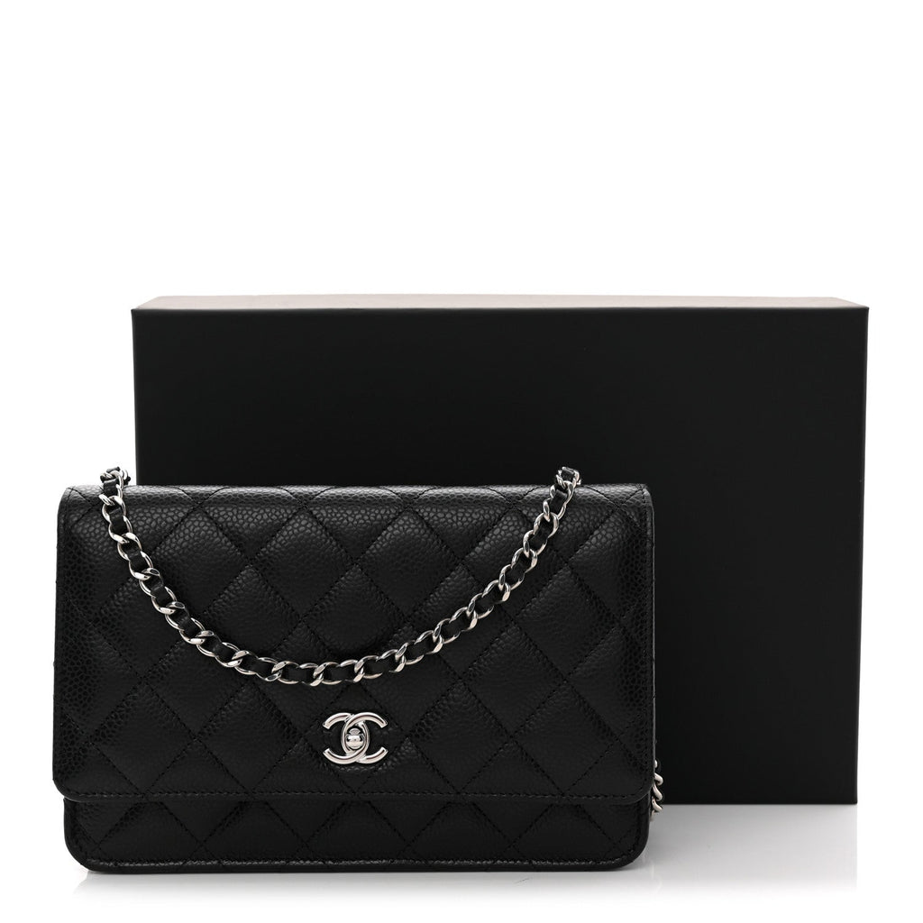 Caviar Quilted CC Turnlock Wallet On Chain WOC Black wholesalehk.shop