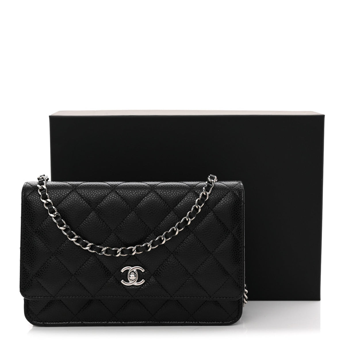 Caviar Quilted CC Turnlock Wallet On Chain WOC Black wholesalehk.shop