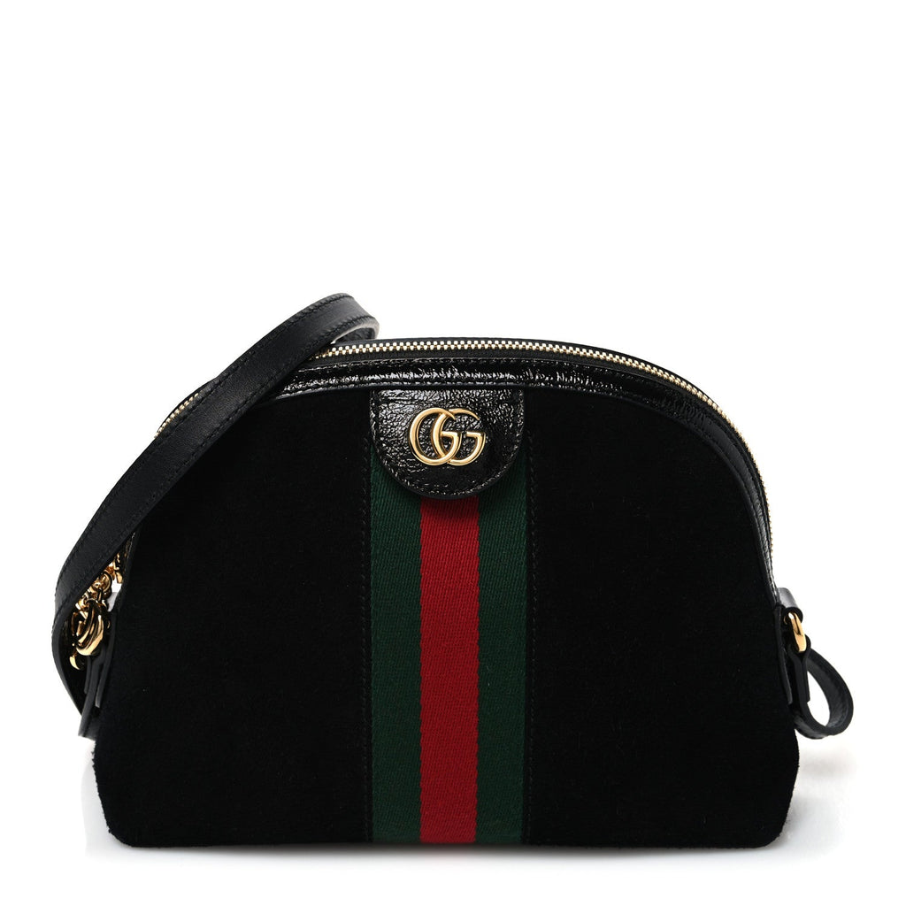 Suede Patent Web GG Small Ophidia Dome Shoulder Bag Black wholesalehk.shop