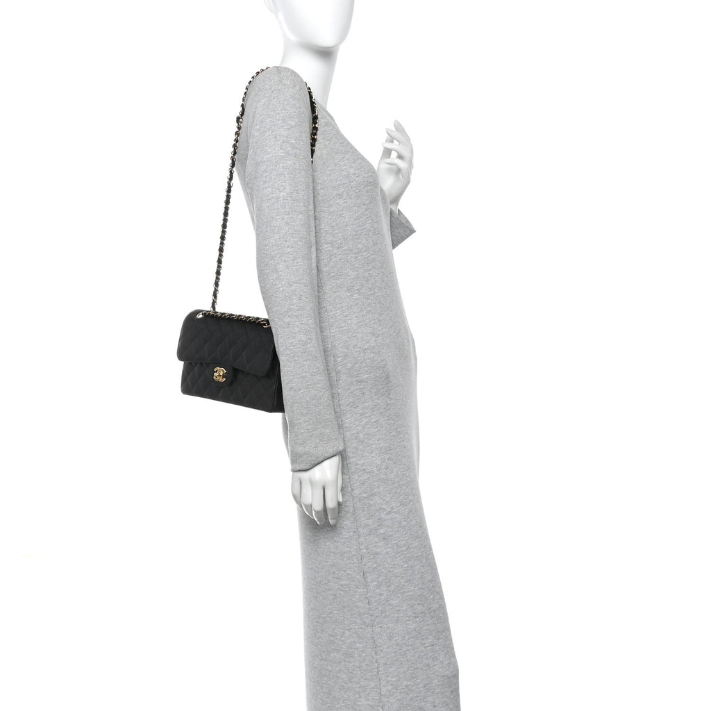 Caviar Quilted Small Double Flap Black wholesalehk.shop