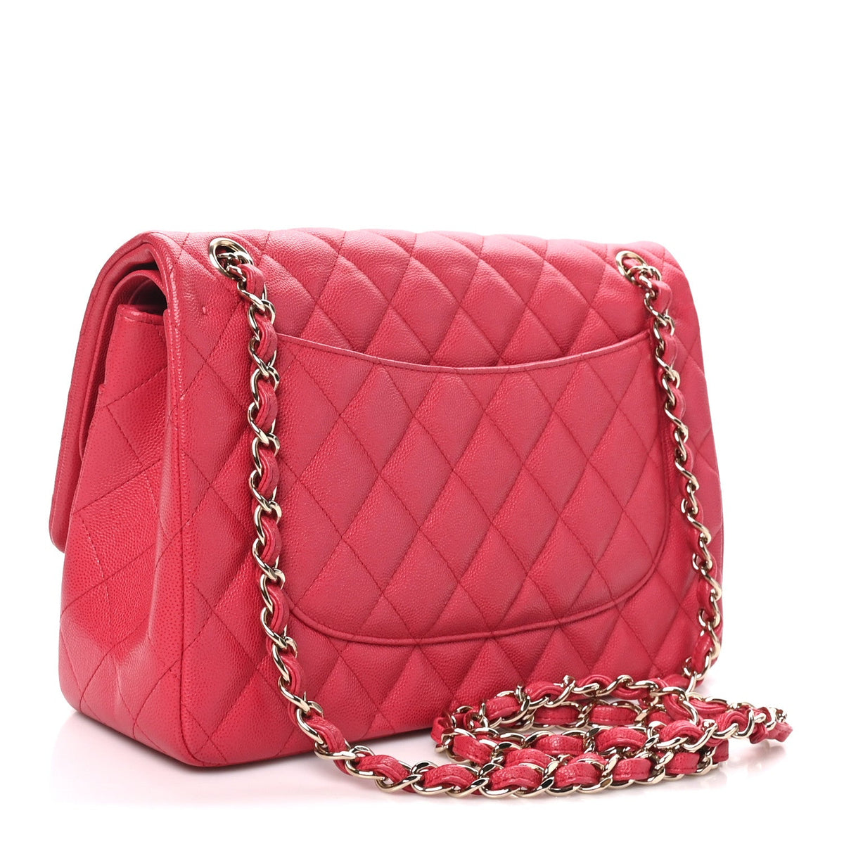 Caviar Quilted Jumbo Double Flap Dark Pink wholesalehk.shop