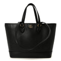 Textured Dollar Calfskin Small Ophidia Shoulder Tote Bag Black wholesalehk.shop