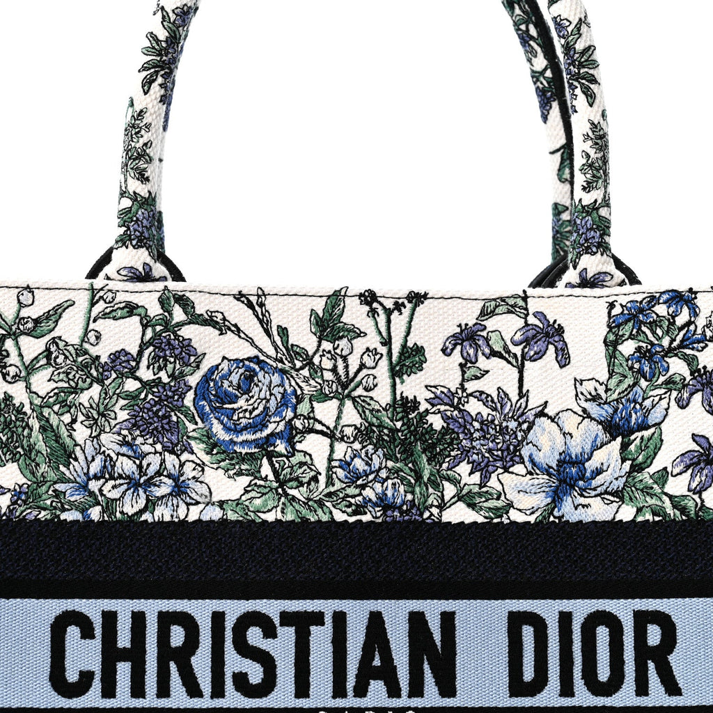 Canvas Embroidered Medium Flowers Book Tote Blue £¨ Direct shipment via from wholesalehk.shop