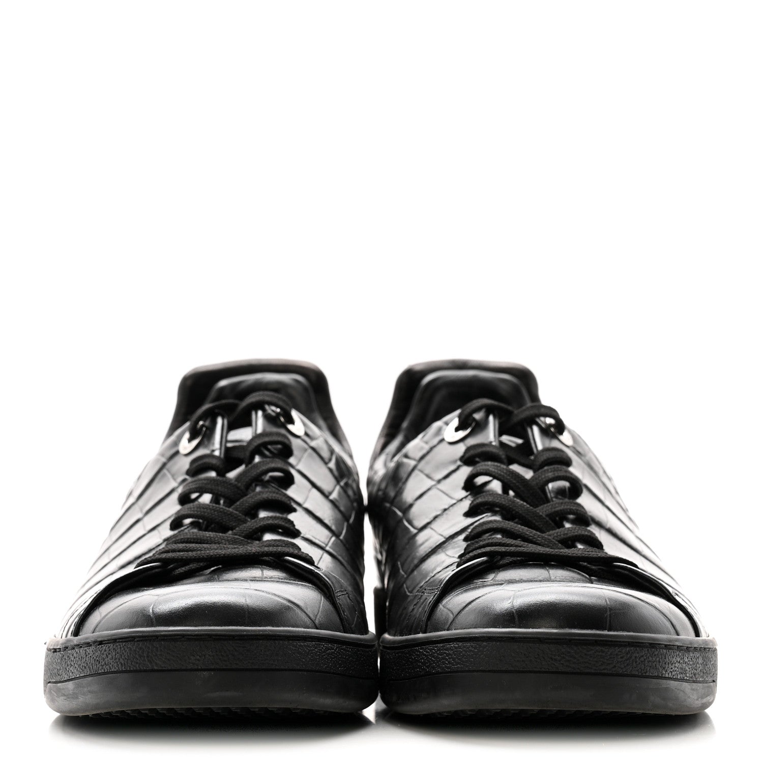 Calfskin Crocodile Embossed Frontrow Mens Sneakers 8 Black £¨ Direct shipment via from wholesalehk.shop